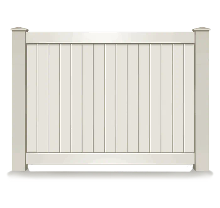 White solid vinyl privacy fence panel
